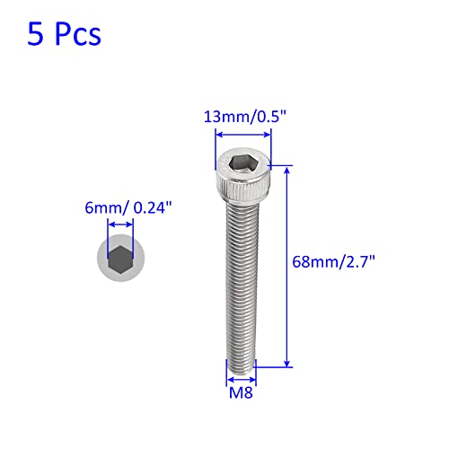 M METERXITY 5 Pack Hex Socket Head Cap Screws, Stainless Steel Full Thread Machine Screw, Anti Resistance - Image 3