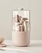 EACHY Makeup Brush Holder 360° Rotating with Dustproof Lid, Waterproof Material, 7 Compartments for Organized Storage, Stylish and Durable Design for Vanity (White)