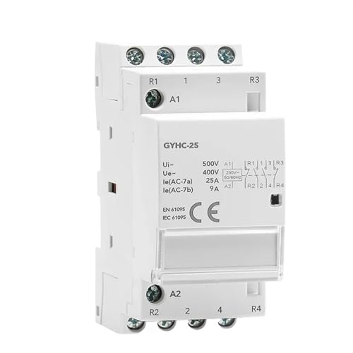 Contacteur 4P 25A 2NO2NC pour rail DIN automatique AC230V 50/60Hz
