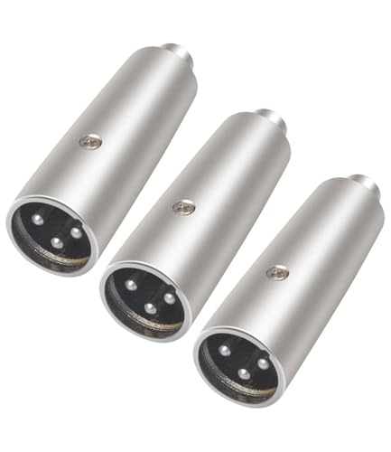 HiCHN XLR 3-Pin Male to RCA Female Adapter 3 Pack XLR to RCA Converter Plug Cable Connector，Nickel Plated Zinc Alloy Shell, All Copper Pin Socket