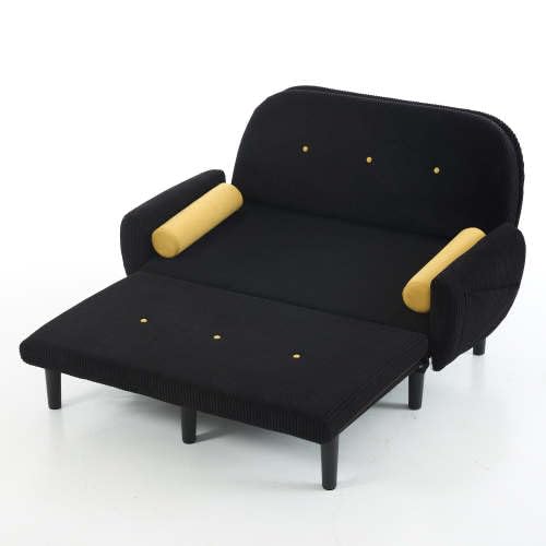 vutizal Sofá cama de 2 plazas con respaldo ajustable, espacio de almacenamiento, sofá de pana multiforma, sillón reclinable con marco de metal plegable para salón, color gris