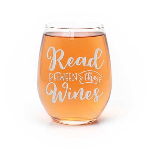 Read Between the Wines Stemless Wine Glass - Funny Book Club or Bookworm Gift - 1 Glass