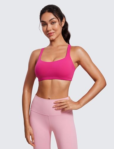Image of CRZ YOGA U Neck Strappy Sports Bras Granita Pink Small | Light Support, Removable Pads, Yoga, Sleek, Criss Cross Back, Scoop Neck, for Women