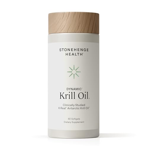 Stonehenge Health Dynamic Krill Oil 1600mg Triple Strength Antarctic Omega-3 Supplement with EPA DHA Phospholipids & 2mg Astaxanthin Supports Heart Brain Skin Joint & Eye Health 60 Softgels