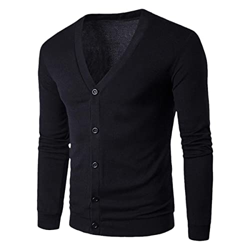 Cardigan tricot homme manches longues noir chaud Roquorl