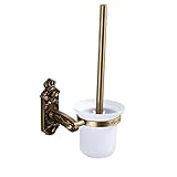 TBFL Toilettenbürste Mit Halter, WC-Reinigungsbürsten-Set Zur Wandmontage Im Europäischen Stil, Space-Aluminium-WC-Bürste Mit Milchglasbecher Für Badezimmer