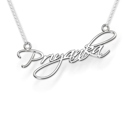 Image of Priyanka Cursive Gold & Silver Name Pendant Necklace, Best Jewelry Gift for Girls.