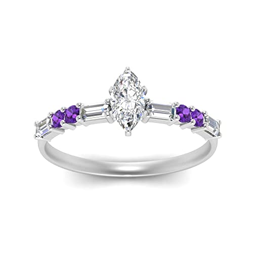 Image of 925 Sterling Silver Marquise Cut Simulated Diamond Vintage Classic Engagement Ring Wedding Band Matching Jewelry for Women, Promise Ring Set US Size 4-12