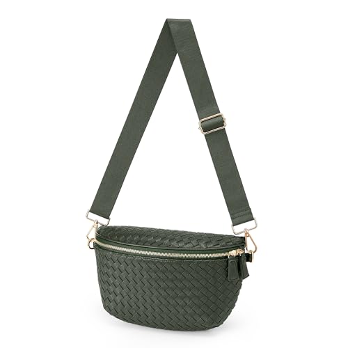 Image of KALIDI Woven Crossbody Bag for Women Travel Vegan Leather Belt Bum Bag