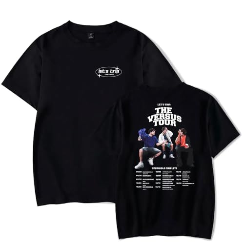 UJKHNBMR Sturniolo Triplets T-Shirt Let's Trip Tour Merch Women Men Summer Short Sleeve Tshirt Casual Fashion Tee (Medium,Black)