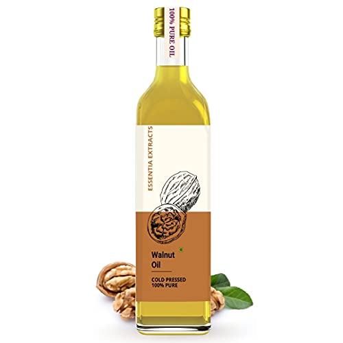 Image of ESSENTIA EXTRACTS Cold-Pressed Walnut Oil - 100% Pure Akhrot Ka Tel - Glass Bottle, For Baby's Massage (Hair & Skin) 25ML