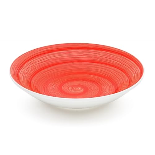 Memento Table Set 6 piatti Fondi 23 cm in ceramica Made in Italy, dipinti a mano (Rosso, Fondi)