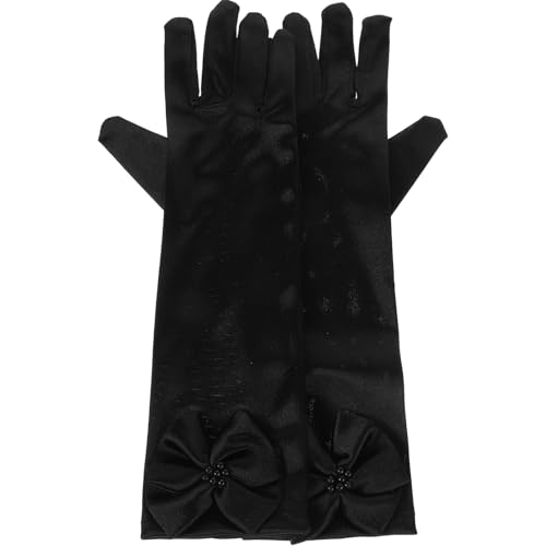TOVINANNA Elegant Butterfly Bow Dress Gloves Short Satin Gloves for Boys and Girls Opera for Evening Events Wedding Formal Parties