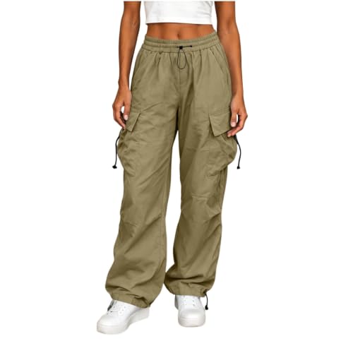 Women's Cargo Pants Drawstring Waist Wide Leg Utility Work Trousers - image 1