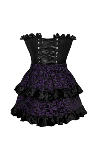 Daisy Corsets Top Drawer 2 PC Black Satin Steel Boned Burlesque Corset & Purple Brocade Skirt Set, Black/Purple, S steampunk buy now online Daisy Corsets Top Drawer 2 PC Black Satin Steel Boned Burlesque Corset & Purple Brocade Skirt Set, Black/Purple, S steampunk buy now online