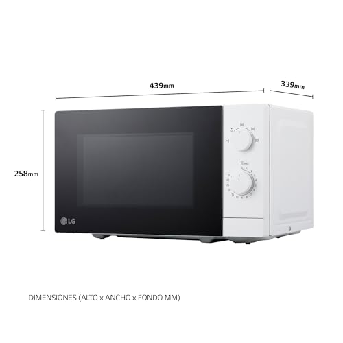 LG MS2082H - Microondas, 20 L, 700W, 5 Niveles de Potencia, Función Descongelado, Interior Fácil de Limpiar, Bloqueo Infantil, Compacto y Seguro, Blanco - imagen 6