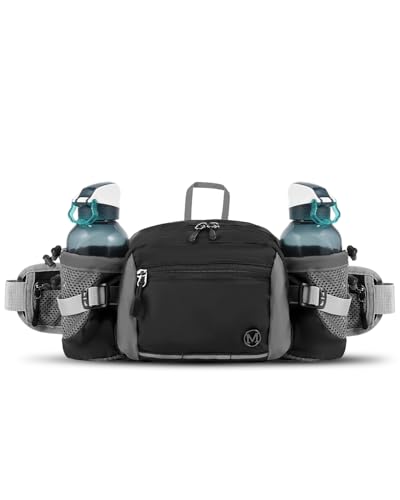 mokzer Riñonera 6L con Portabotellas - Riñonera Impermeable para Hombre y Mujer para Perro Caminar Correr Ciclismo Viajar Senderismo Pesca Camping, Negro