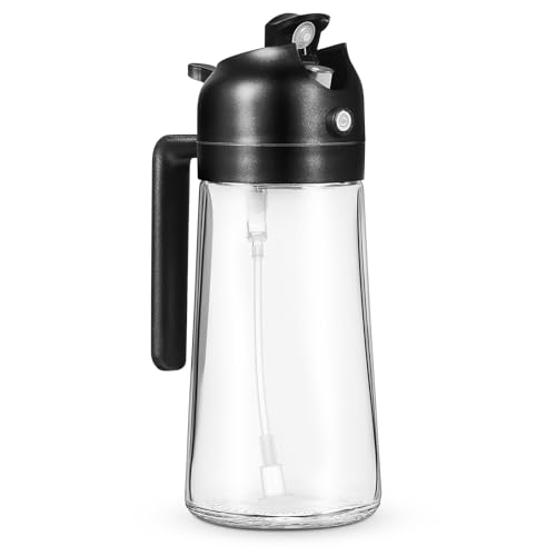 Recopilación de Aerosoles de horno los mejores 10. 37 Healvian Dispensador de Aceite Vegetal Pulverizador y Botella de Vidrio 470 Ml Negra para Cocina, Aceitero Aerosol para Aceite de Oliva, Uso en Horneado y Ensaladas