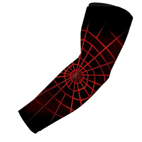 Baseball Football Basketball Sports Stretch Compression Arm Sleeve Red Spiderweb