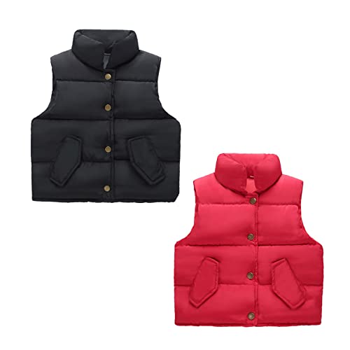 Toddler Baby Girls Boys Sleeveless Puffer Plush Vest Sherp𝐚 Waistcoat Plaid Zipper Outerwear with