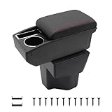 YJYWZH Car Armrest Box for KIA Rio 5 2015-2019 Auto Accessories Center Console Leather Arm Rest Double-Layer Storage Space with Cup Holder (Red Thread)