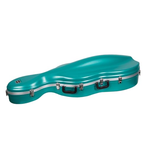 Crossrock ABS Cello Case for 4/4 & 3/4 Size | Mint Blue Matte Finish, Wine Red Velvet Interior, Molded Hardshell with Wheels, Lock, Dual Bow Holders & Backpack Straps
