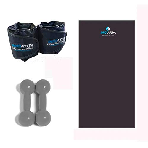 KIT DE GINÁSTICA EM CASA - COLCHONETE + PAR DE TORNOZELEIRA 1KG + PAR DE HALTER 1KG