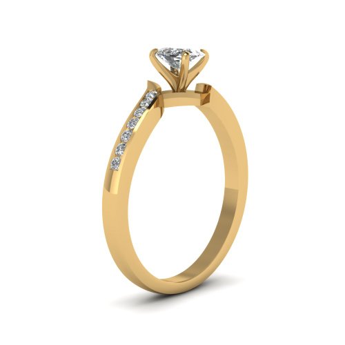Petites bagues de fiançailles diamant or jaune pour demande unique - 3