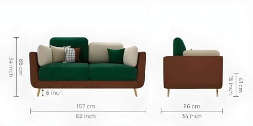 Image of Luxury Sofa Set Luxury Chesterfield Sofa in for Home Living Room & Office ((2 Seater Green & Beige))