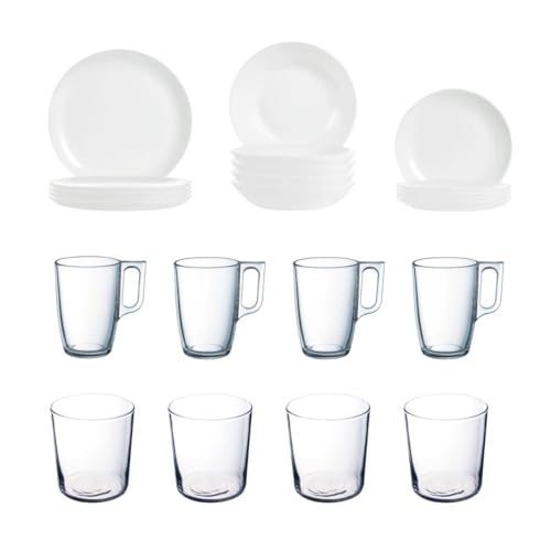 Luminarc Apartamento Set Apartamento 20 Piezas - 4 Personas Opal Apto Microondas Ecológico