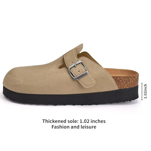 Image of Torotto Womens Clogs Cork Footbed Suede Slippers Arch Support Potato Shoes with Adjustable Buckle