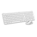 Logitech MK950 Signature Slim Wireless Keyboard and Mouse Combo, Sleek Design, Quiet Typing and Clicking, Switch Across Three Devices, Bluetooth, Multi-OS, Windows and Mac, QWERTY UK Layout, White