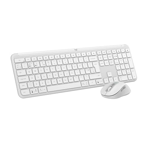 Logitech MK950 Signature Slim Wireless Keyboard and Mouse Combo, Sleek Design, Quiet Typing and Clicking, Switch Across Three Devices, Bluetooth, Multi-OS, Windows and Mac, QWERTY UK Layout, White