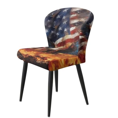 Image of Eagle American Flag Bar Stool Cover Square Swivel Barstool Chair Seat Barstool Protector Covers for Counter Height Mid Low Back Chair