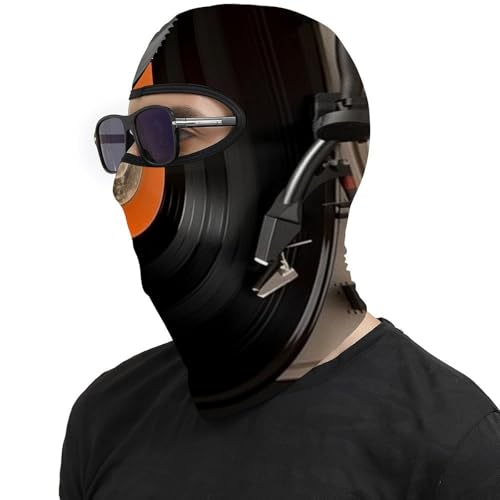 Pasamontaña térmico para hombre y mujer con estampado de disco de vinilo clásico, máscara facial para esquí, motocicleta y clima frío miniatura 4