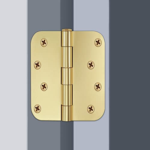 12 Pack Goldenwarm 4 Inch Door Hinges Satin Gold Residential Door Hinges Brass Hinges For Interior And Exterior Doors, 5/8" Radius Corners, Iron #TOP4