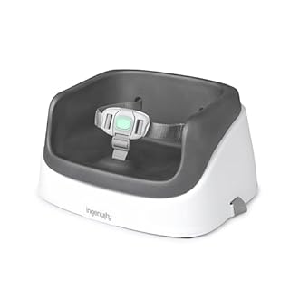 Ingenuity SmartClean Toddler Booster Seat, Slate, Dining and Feeding Seat for Toddlers, Lightweight for Travel, Easy to Clean, 3-Point Safety Harness, Grows with the Baby, Ages 16 months +