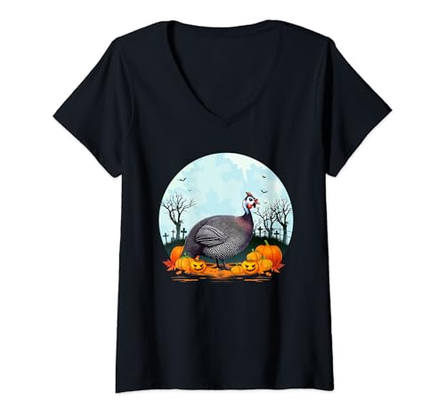 Womens Guinea Fowl Lovers Boys Girls Funny Halloween Costume Party V-Neck T-Shirt