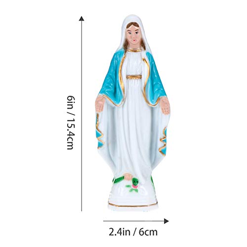 PRETYZOOM Madonna Virgin Mary Statue Figurine Catholic Our Lady of Grace Tabletop Figurine Luminous Light up Roman Catholic Sculptures Resin Tabletop Statue Figure Our Lady of Lourdes - Image 2