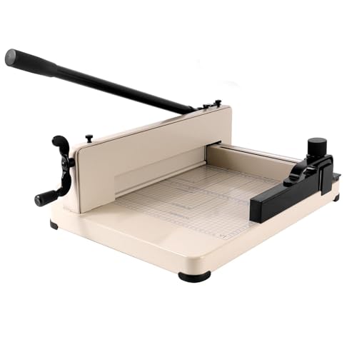 Paper Cutter 12 Inch, Heavy Duty Guillotine Paper Cutter for 400 Sheet Capacity, Solid Steel Construction, Suitable for Office, School, Home, White