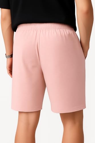Image of Vogaan Men's Casual Slim Fit Shorts | Stylish Knee-Length Shorts with Elastic Waist | Summer Wear Short with Side Pockets for Gym Travel & Outdoor