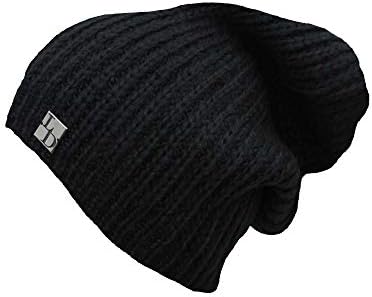 Luxury Divas Black Mohair Style Knit Slouchy Beanie Cap Hat Apparel