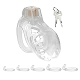 Giftoyou ロック コックケージ 5つのリング付き 鍵付き 寸法調節可能 アダルトグッズ 大人のおもちゃ[透明]