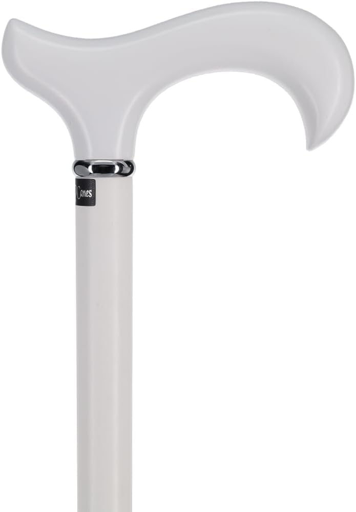 Royal RC Canes Elegant White Beechwood Derby Handle Walking Cane with Silver Collar – Stylish Cane for Women & Canes for Men – Ergonomic Grip Walking Cane & Stick for Men and Women