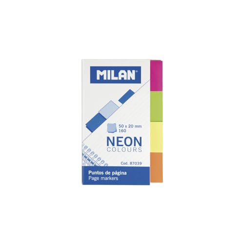 Bloco de 160 pontos de página cores Fluo MILAN®, 40 pontos de cada cor: amarelo, laranja, rosa e verde