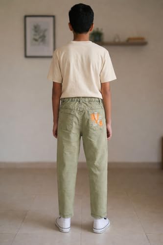 Image of Boys Cargo Pants, Kids Cargo Jeans with Pockets, Adjustable Waist, Stretch Denim Casual Pants for Boys