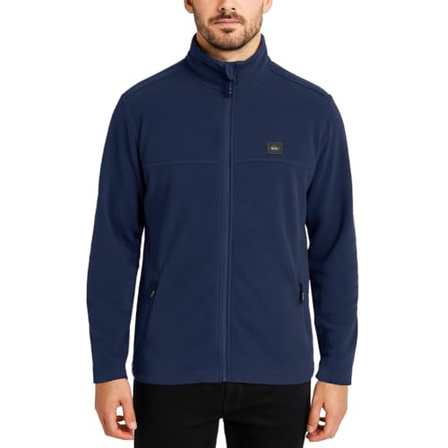 Lee Cooper Workwear Pull de Travail Homme Polaire Thermique Zippé Anti-Boulochage, Bleu Marine, 4XL