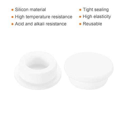 Image of MECCANIXITY 8pcs T-Shaped Silicone Plugs 29mm 1-1 /8 Inch Dia Snap in Plug Hole Seal Cover Round Rubber Stopper for Kitchen Rubber Bulkheads Waterproof Sealing Plugs White