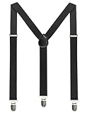 JEMYGINS Black Mens Suspender with 3 Strong Clips Adjustable Braces(2)