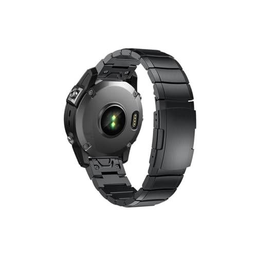 Correa de reloj de metal de titanio de 26mm 22mm compatible con Garmin Fenix ​​7 7X Pro 5 5X 6 6X / Epix Pro (Gen 2) / MARQ/TACTIX(Black,22mm)